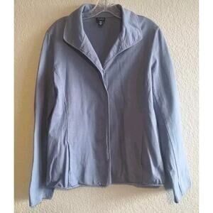 Eileen Fisher Vintage 100% Cotton Knit Pocketed Purple -Blue Jacket Women's M